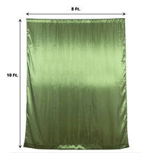 A solid olive green satin curtain with measurements of 8 ft and 10 ft, perfect for a room divider