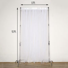 Sheer Backdrops - White Tulle and Satin Curtain with Measurements of 5 ft and 10 ft