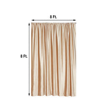 A picture of a Champagne Velvet Solid Curtain that is 8 ft long, perfect as a room divider, backdrop curtain, and dividers.