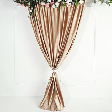 Elevate Your Event Decor with the Champagne Smooth Velvet Backdrop Curtain