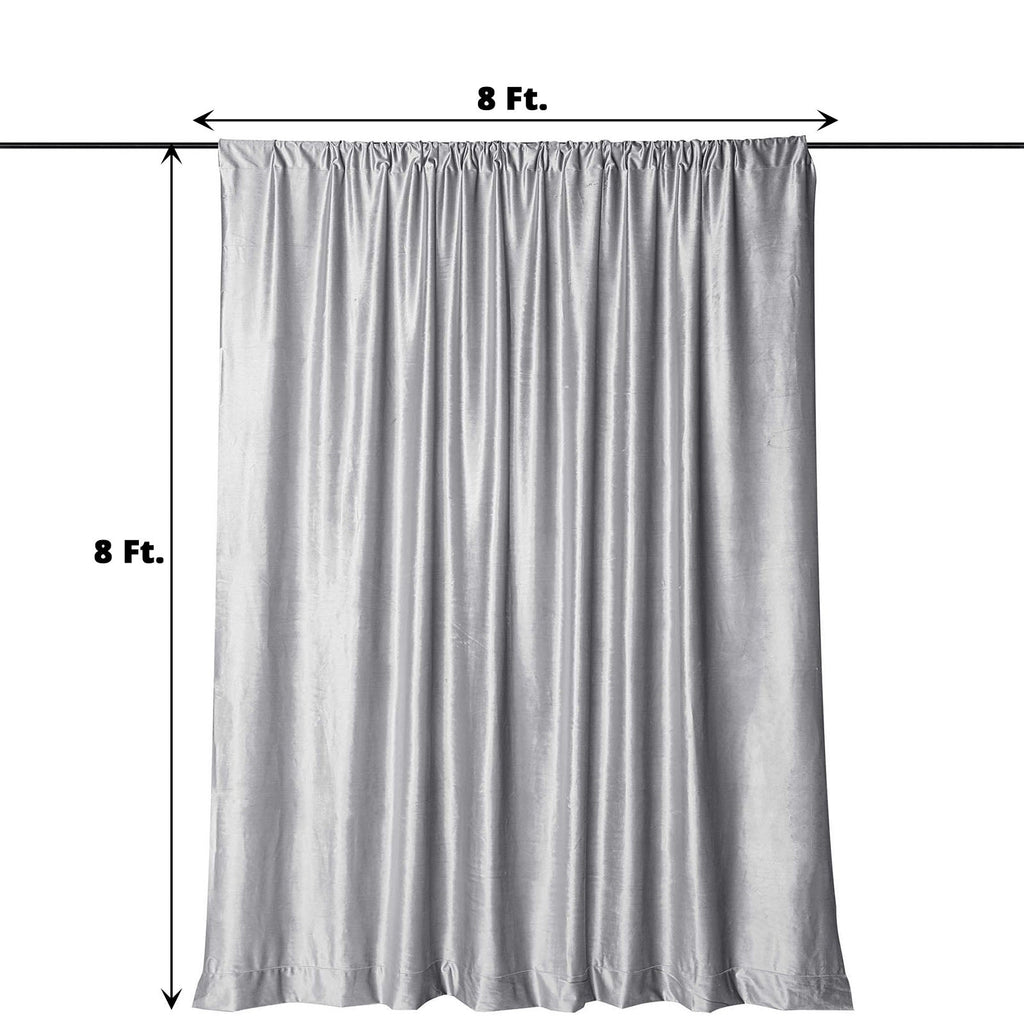 8ft Silver Premium Velvet Backdrop Stand Curtain Panel - eFavormart.com