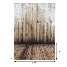 Printed Vinyl Photo Backdrop With Wood And Fairy Light Design 7 ft x 5 Ft