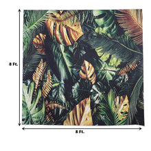 A picture of tropical Vinyl Forest Leaves with the measurements 8 ft and 8 ft