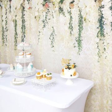 Enhance Your Event Decor with the White Rose Floral Print Backdrop