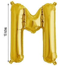 16inch Shiny Metallic Gold Mylar Foil Alphabet Letter Balloons - M
