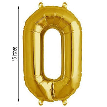 16inch Shiny Metallic Gold Mylar Foil 0-9 Number Balloons - 0