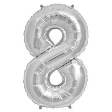 16 Inch Number Balloons Made Of Metallic Silver Mylar Foil