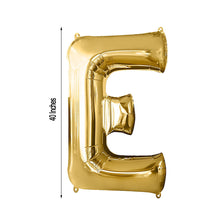 A gold Aluminum Foil balloon in the shape of the letter E