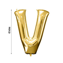 40inch Shiny Metallic Gold Mylar Foil Helium/Air Alphabet Letter Balloon - V