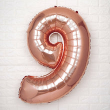 Metallic Blush & Rose Gold Mylar Foil 40 Inch Number 9 Balloons