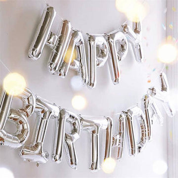 Gorgeous Metallic Silver Mylar Foil Helium/Air Number and Letter Balloons 40"