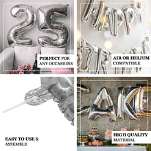 40inch Shiny Metallic Silver Mylar Foil Helium/Air Number Balloons - 5