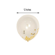 12 Inch Helium Latex Balloons Confetti Filled Clear & Gold 10 Pack