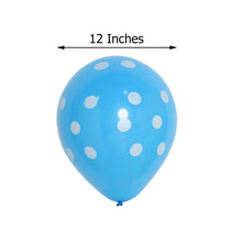 12 Inch Fun Polka Dot Latex Party Balloons Blue & White 25 Pack