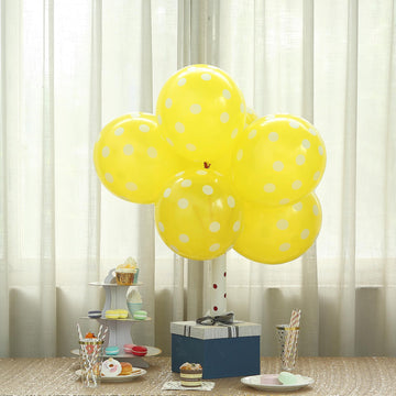 Create Unforgettable Moments with Yellow and White Polka Dot Balloons