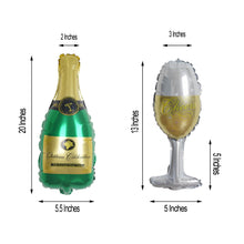 1 Pair | 20inch Champagne Bottle & Glass Mylar Foil Helium/Air Balloons