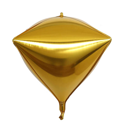 Gold diamond-shaped foil balloon on a white background.