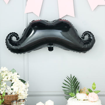 Black Mustache Shaped Mylar Latex Free Balloons for Stylish Event Decor