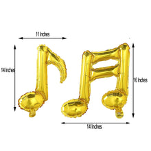 6 Pack | Metallic Gold Single & Double Music Note Mylar Foil Balloons