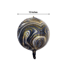 3 Pack Of 4D Black And Gold Marble Sphere Balloons 13 Inch