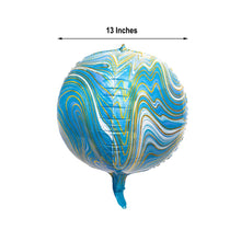 3 Pack Of 4D Blue And Gold Marble Sphere Balloons 13 Inch