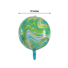 3 Pack Of 4D Green And Gold Marble Sphere Balloons 13 Inch