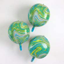 13 Inch 4D Green And Gold Marble Sphere Balloons 3 Pack