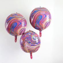13 Inch 4D Purple And Gold Marble Sphere Balloons 3 Pack