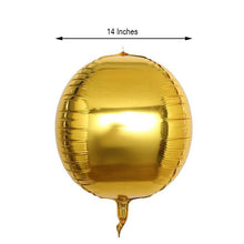 2 Pack | 14inch 4D Metallic Gold Sphere Mylar Foil Helium or Air Balloons