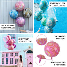 4D Blue And Gold Marble Sphere Balloons 3 Pack Of 13 Inch