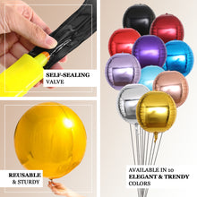 2 Pack | 14inch 4D Metallic Red Sphere Mylar Foil Helium or Air Balloons