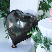 2 Pack | 15inch 4D Shiny Black Heart Mylar Foil Helium or Air Balloons