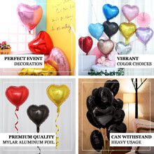 2 Pack | 15inch 4D Shiny Pink Heart Mylar Foil Helium or Air Balloons
