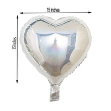 2 Pack | 15inch 4D Shiny Silver Heart Mylar Foil Helium or Air Balloons