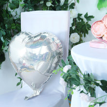 2 Pack | 15inch 4D Shiny Silver Heart Mylar Foil Helium or Air Balloons