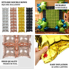 Double Rows Square Style Balloon Backdrops In Metallic Gold Quantity Of Ten Using Foil Balloons