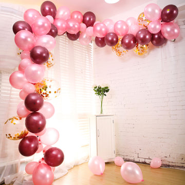 Create a Stunning Burgundy, Clear, and Pink Balloon Garland Arch