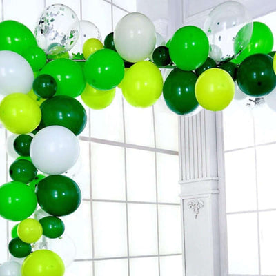 Green and white balloon arch decoration for events