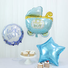 Mylar Foil Balloons In Blue And White For A Boy Baby Shower