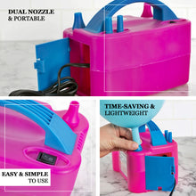 600W Hot Pink Dual Nozzle Electric Balloon Pump, Balloon Blow Up Machine