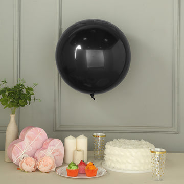 Shiny Black Reusable UV Protected Sphere Vinyl Balloons - Add Elegance to Your Event Decor