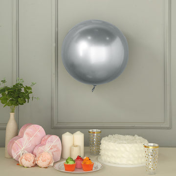 Shiny Silver Reusable UV Protected Sphere Vinyl Balloons - Create a Magical Atmosphere