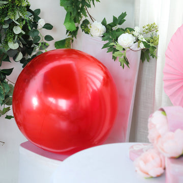 Vibrant Big Shiny Red Reusable UV Protected Sphere Vinyl Balloons 30''