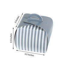 Cupcake Candy Treat Striped 3.5 Inch Gift Boxes in Silver & White 10 Pack
