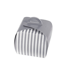 3.5 Inch Cupcake Candy Treat Silver & White Striped Gift Boxes 10 Pack#whtbkgd