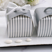 Silver & White Cupcake Candy Treat Striped Gift Boxes 10 Pack 3.5 Inch