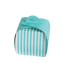 3.5 Inch Cupcake Candy Treat Turquoise & White Striped Gift Boxes 10 Pack#whtbkgd