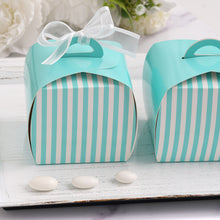 Turquoise & White Cupcake Candy Treat Striped Gift Boxes 10 Pack 3.5 Inch