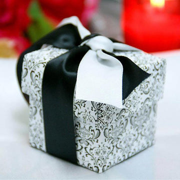 Stylish and Elegant Black/White Flocking Party Favor Candy Gift Boxes and Lids