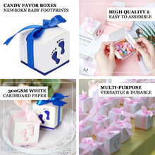25 Pack 2 Inch Baby Shower Party Favor Blue Footprint Candy Gift Boxes 